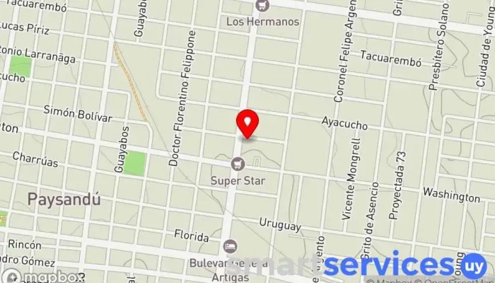 mapa de Liceo 4 Manuel Oribe Instituto de secundaria, Centro de educación secundaria en Paysandú