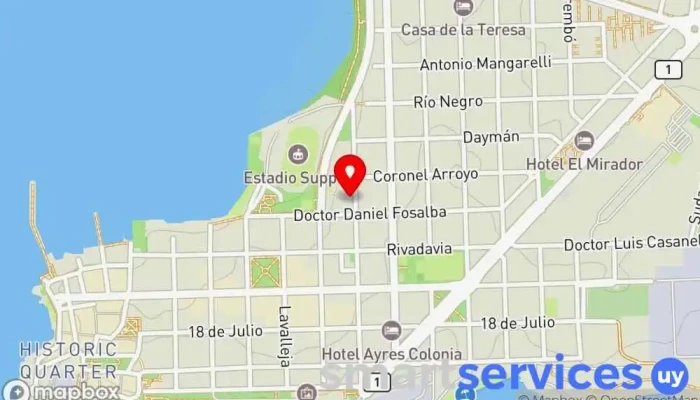 mapa de Liceo Departamental De Colonia Instituto de secundaria en Col. del Sacramento