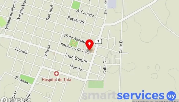 mapa de Liceo José Alonso y Trelles Escuela en Tala