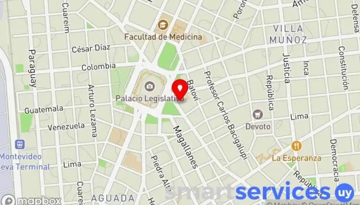 mapa de Liceo N° 17 Francisco Acuña de Figueroa Centro de educación secundaria en Montevideo