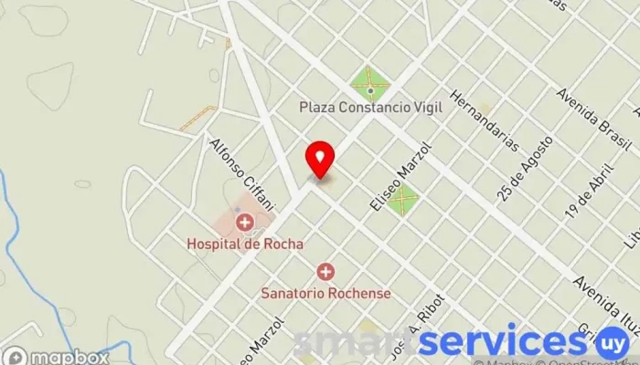 mapa de Liceo N° 2 Rosalio Pereyra Centro de educación secundaria en Rocha