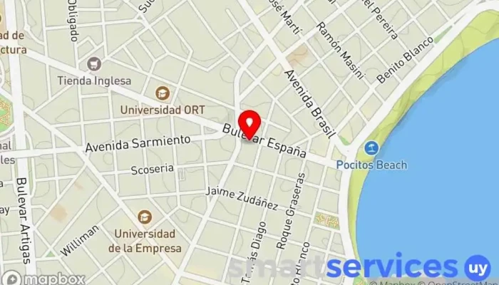 mapa de Liceo N° 28, Purificación Escuela secundaria superior, Instituto de secundaria en Montevideo