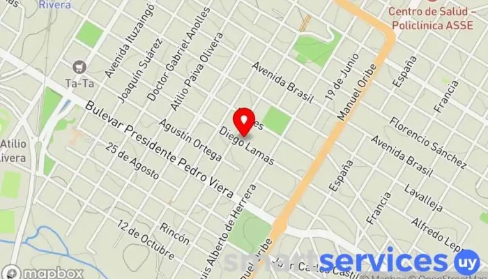mapa de Liceo N° 7 Centro de educación secundaria en Rivera