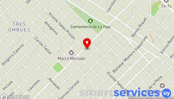 mapa de Liceo N°47 La Teja Escuela en Montevideo