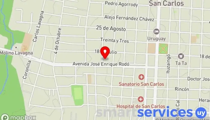 mapa de Liceo Nº2 Luis Barrios Tassano Centro de educación secundaria en San Carlos