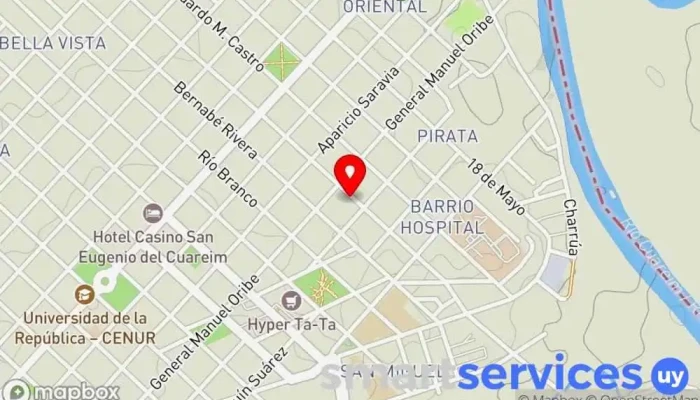 mapa de Liceo Tacuabé Centro de educación secundaria en Artigas