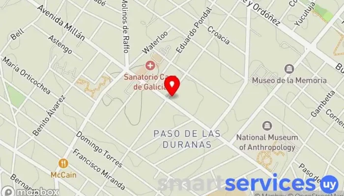 mapa de Llamada de Medianoche Comercio en Montevideo