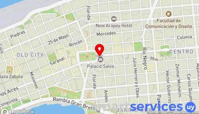 mapa de Marca De La Memoria - A CX30 La Radio Lugar de interés histórico en Montevideo