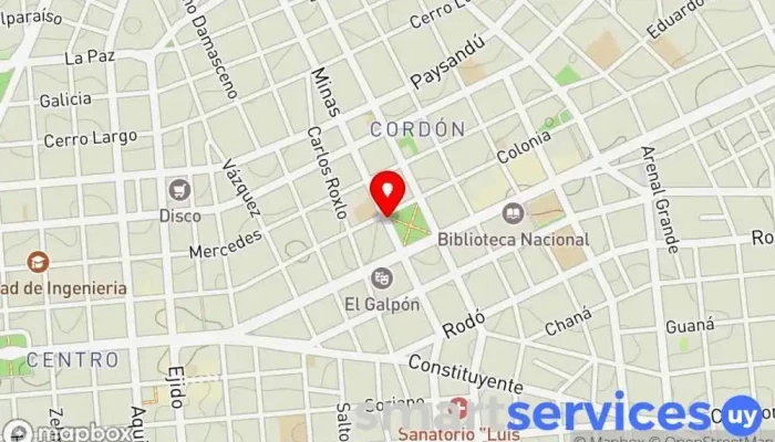mapa de Minas y Colonia Bus stop en Montevideo