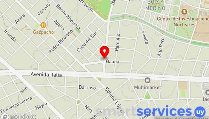 mapa de Minnesota y Gauna Bus stop en Montevideo