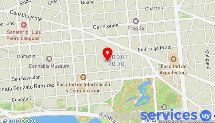 mapa de MVD Remises Servicio de transporte, Agencia de excursiones en autobús, Agencia de visitas turísticas, Servicio de transporte con acompañante en Montevideo