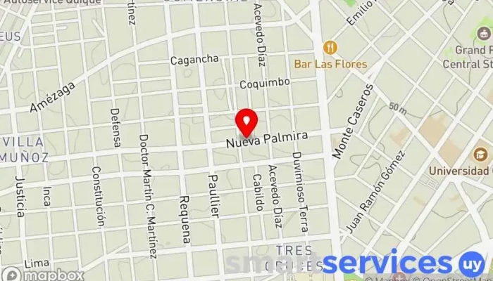 mapa de Nueva Palmira y Cufré Bus stop en Montevideo