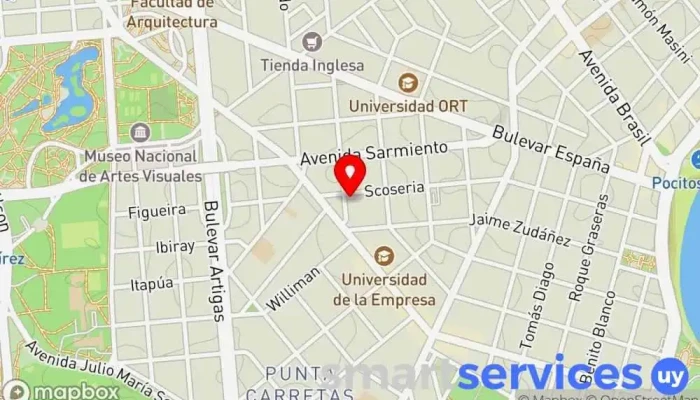 mapa de Óptica Americana Óptica en Montevideo