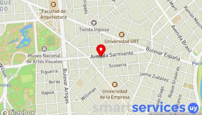 mapa de Óptica Estela Jinchuk Óptica en Montevideo