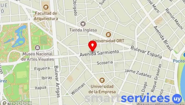 mapa de Óptica Estela Jinchuk Óptica en Montevideo