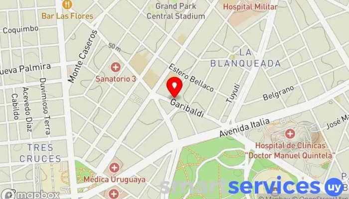 mapa de Optica Garibaldi Óptica en Montevideo