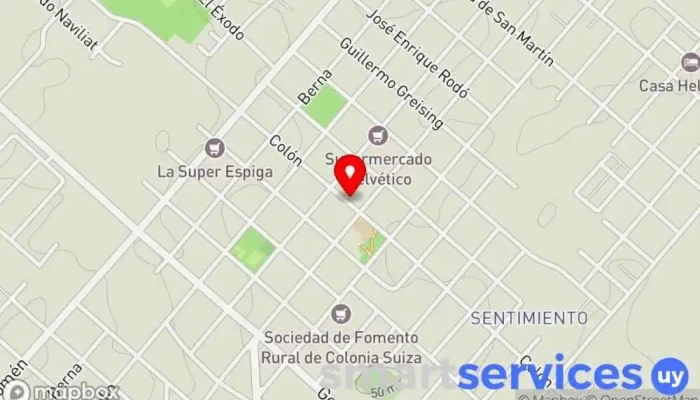mapa de Optica Helvecia Oftalmólogo en Nueva Helvecia