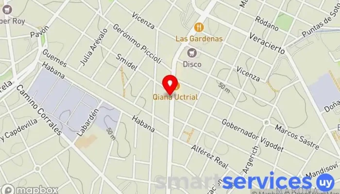 mapa de Óptica Lis Óptica, Proveedor de lentes de contacto en Montevideo