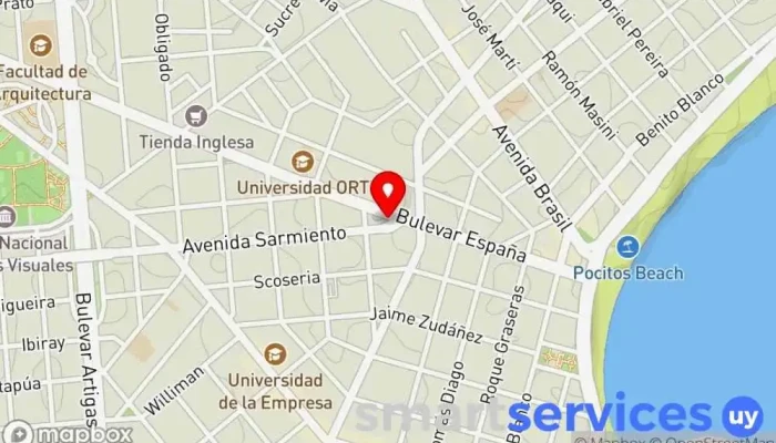 mapa de Óptica Meerhoff Pocitos Óptica en Montevideo