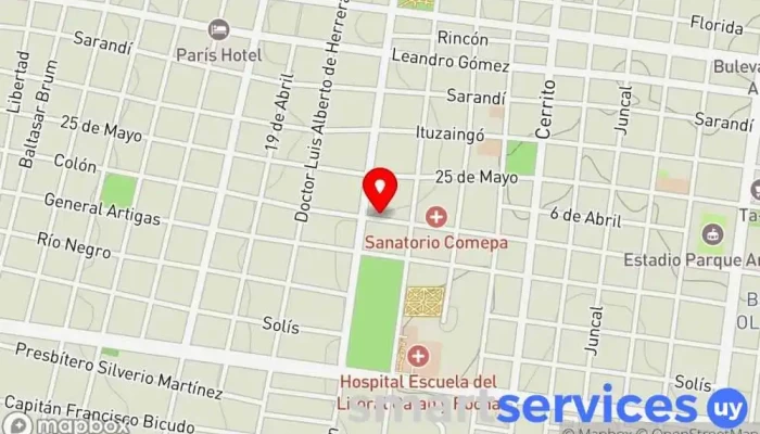 mapa de Optica Mutual Óptica en Paysandú