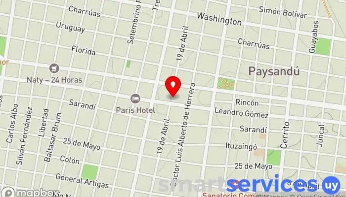 mapa de Optica Neo Vision Proveedor de lentes de contacto en Paysandú