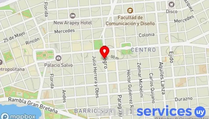 mapa de Optica PROFESIONAL Óptica, Oficinas de empresa en Montevideo