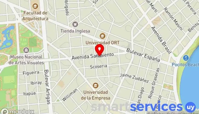 mapa de Óptica Ruglio - Sucursal Sarmiento Óptica en Montevideo