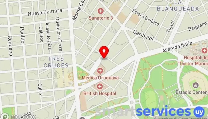 mapa de Óptica Tres Cruces Óptica en Montevideo