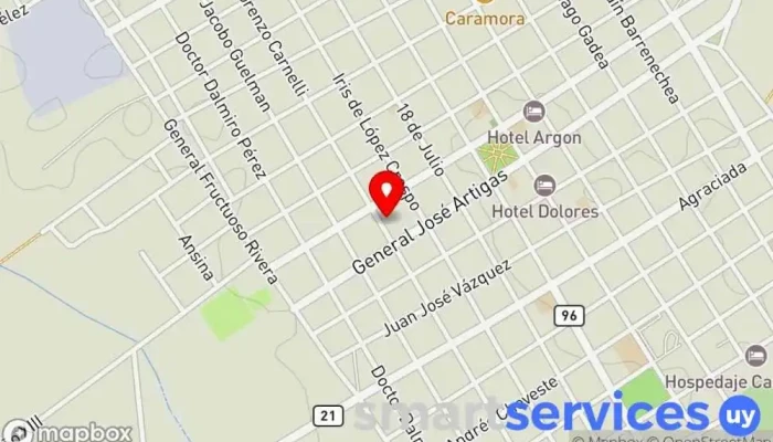 mapa de OSE Oficinas de empresa en Dolores