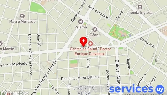 mapa de Parada ómnibus interdepartamentales Empresa de autobuses en Montevideo