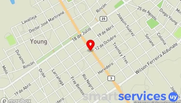 mapa de Plama Transporte público en Young