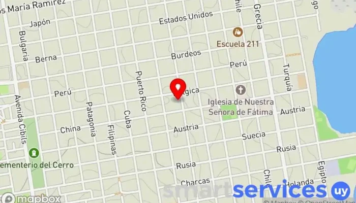 mapa de Practico Viajes y Traslados Agencia de viajes, Servicio de lanzadera en Montevideo
