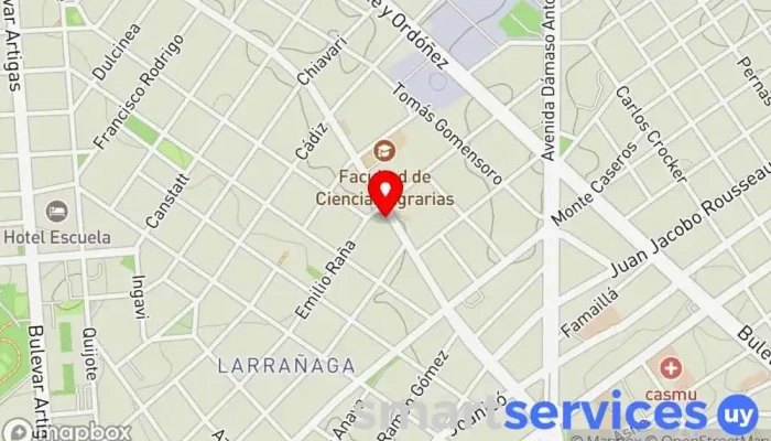 mapa de radio auto Taller de reparación de automóviles en Montevideo