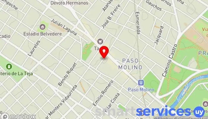mapa de Radiocomunicaciones SRL Distribuidor de equipos de telecomunicación, Proveedor de GPS en Montevideo