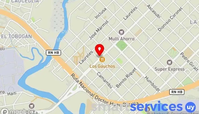 mapa de red pagos Institución financiera, Banco en Montevideo