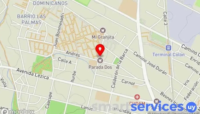 mapa de Red Pagos Cajeros automáticos en Montevideo