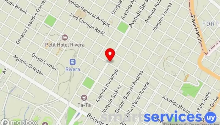 mapa de RedPagos Banca de Quinielas de Rivera Institución financiera en Rivera