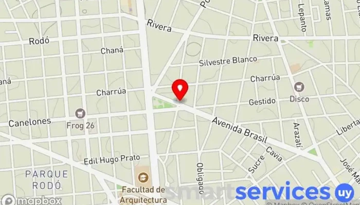 mapa de Redpagos BDF y Asociad. Institución financiera en Montevideo