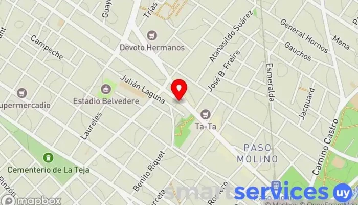 mapa de Redpagos Calufe Institución financiera en Montevideo