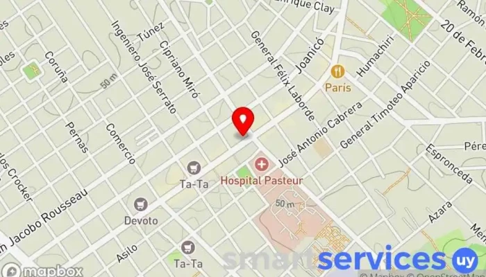mapa de Redpagos Cambio 18 Institución financiera en Montevideo