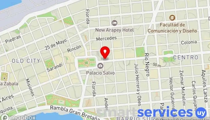 mapa de Redpagos Cambio Bacacay Institución financiera en Montevideo