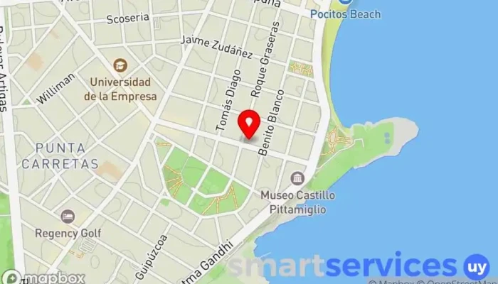 mapa de Redpagos Cambio Suizo Institución financiera en Montevideo