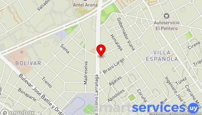 mapa de Redpagos Centenario Institución financiera en Montevideo