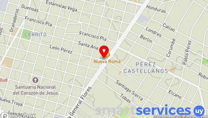 mapa de Redpagos Cerrito Institución financiera en Montevideo