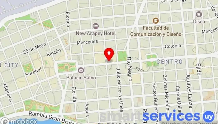 mapa de REDPAGOS CGUIR - Cambio Institución financiera, Oficina de cambio de divisas, Cobro de deudas en Montevideo
