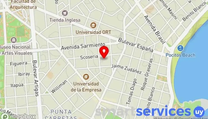 mapa de Redpagos Disco Scosería Institución financiera en Montevideo