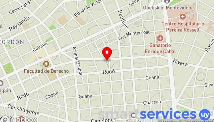 mapa de Redpagos Feola. Institución financiera en Montevideo