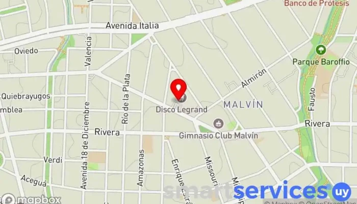 mapa de Redpagos Inglés Disco 4 Institución financiera en Montevideo