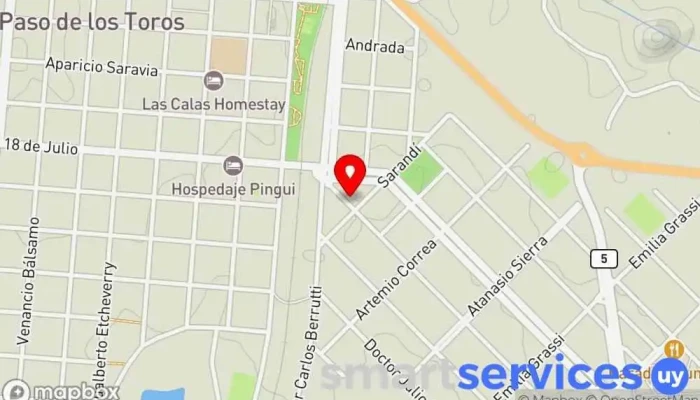 mapa de Redpagos Inmob. Pichan Institución financiera en Paso de los Toros