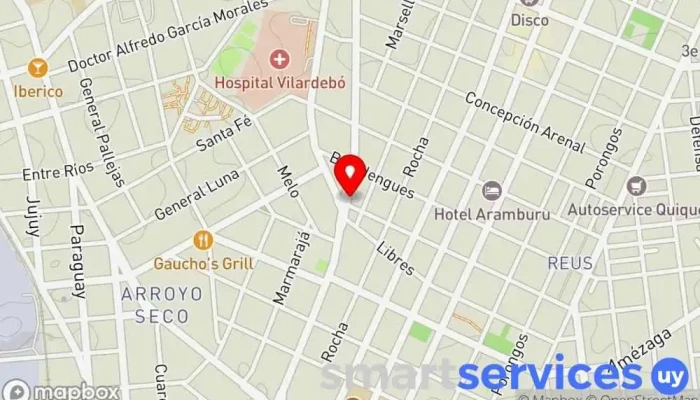 mapa de Redpagos Jimo Institución financiera en Montevideo